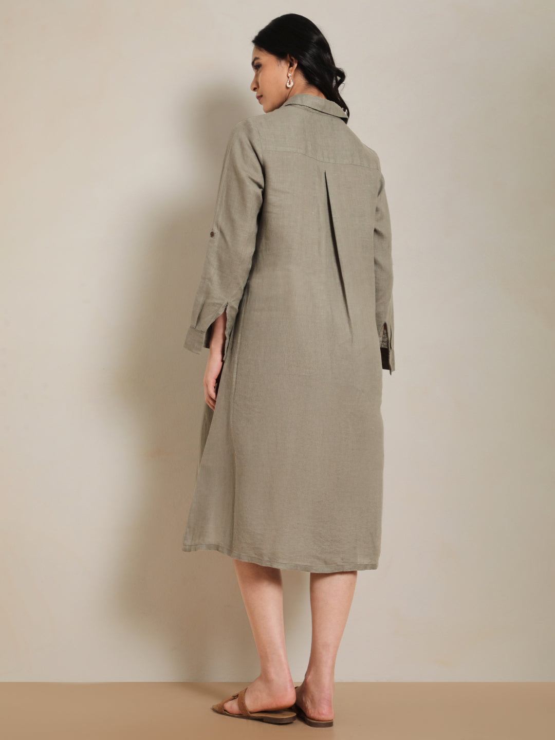 Linen Shirt Dress in Sage 100% Pure Linen | Relaxed, Sustainable Wear by Ecothread